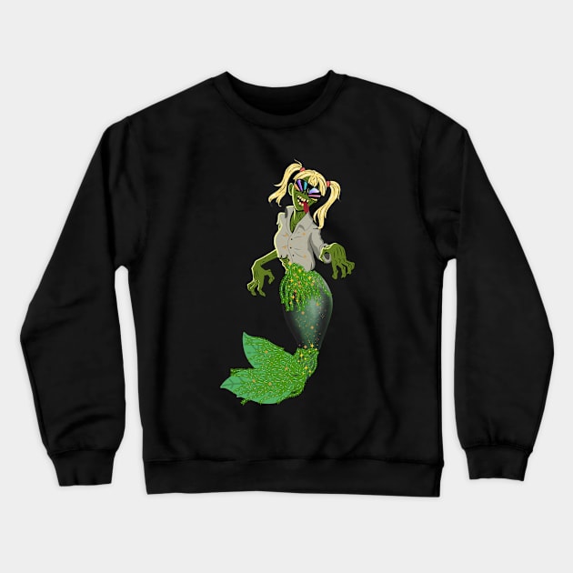 Wacky Halloween  Mermaid Zombie Crewneck Sweatshirt by MGRCLimon